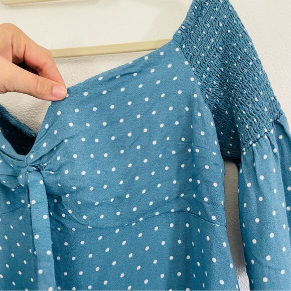 🍒 IDYLLWIND Dreamer Off the Shoulder Polka Dot Crop Top Western Belle Sleeve-XL - Picture 7 of 10